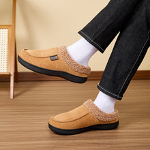Load image into Gallery viewer, Men Winter Warm Suede Fuzzy Plush Slippers Memory Foam Cushion Non Slip Durable TPR Sole Indoor Outdoor Comfortable House Shoes