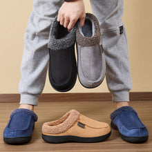 Load image into Gallery viewer, Men Winter Warm Suede Fuzzy Plush Slippers Memory Foam Cushion Non Slip Durable TPR Sole Indoor Outdoor Comfortable House Shoes