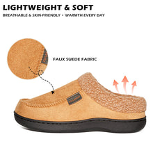 Load image into Gallery viewer, Men Winter Warm Suede Fuzzy Plush Slippers Memory Foam Cushion Non Slip Durable TPR Sole Indoor Outdoor Comfortable House Shoes