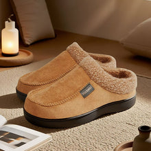 Load image into Gallery viewer, Men Winter Warm Suede Fuzzy Plush Slippers Memory Foam Cushion Non Slip Durable TPR Sole Indoor Outdoor Comfortable House Shoes