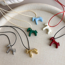 Load image into Gallery viewer, Lucky Running Horse Pendant Necklace Gold Plated Colorful Enamel Drop Glazed Pony Chain For Women Men Party Wedding Casual Hoodie Jewelry Gift