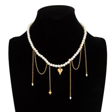 Load image into Gallery viewer, Sweet Cool Tassel Heart Pendant Necklace Faux Pearl Chain Minimalist Collarbone Chain Choker Niche Design Fashion Jewelry For Women Girls Y2K Gothic Banquet Gift