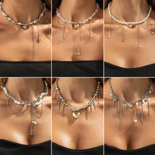 Load image into Gallery viewer, Sweet Cool Tassel Heart Pendant Necklace Faux Pearl Chain Minimalist Collarbone Chain Choker Niche Design Fashion Jewelry For Women Girls Y2K Gothic Banquet Gift