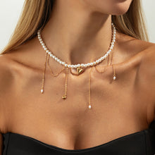Load image into Gallery viewer, Sweet Cool Tassel Heart Pendant Necklace Faux Pearl Chain Minimalist Collarbone Chain Choker Niche Design Fashion Jewelry For Women Girls Y2K Gothic Banquet Gift