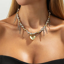 Load image into Gallery viewer, Sweet Cool Tassel Heart Pendant Necklace Faux Pearl Chain Minimalist Collarbone Chain Choker Niche Design Fashion Jewelry For Women Girls Y2K Gothic Banquet Gift