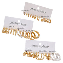 Load image into Gallery viewer, Earring Sets For Women Trendy Vintage Bohemian Geometric C Shaped Big Circle Hoop Stud Pearl Zircon Daily Party Fashion Jewelry Gifts