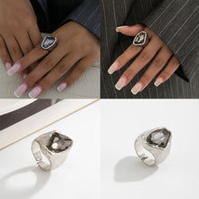 Load image into Gallery viewer, Minimalist Geometric Crystal Ring For Women Silver Color Rhinestone Zircon Adjustable Open Knuckle Ring Daily Party Wedding Jewelry Gifts