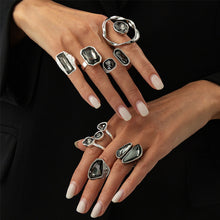 Load image into Gallery viewer, Minimalist Geometric Crystal Ring For Women Silver Color Rhinestone Zircon Adjustable Open Knuckle Ring Daily Party Wedding Jewelry Gifts