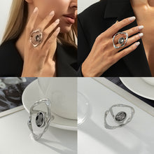 Load image into Gallery viewer, Minimalist Geometric Crystal Ring For Women Silver Color Rhinestone Zircon Adjustable Open Knuckle Ring Daily Party Wedding Jewelry Gifts