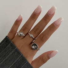 Load image into Gallery viewer, Minimalist Geometric Crystal Ring For Women Silver Color Rhinestone Zircon Adjustable Open Knuckle Ring Daily Party Wedding Jewelry Gifts