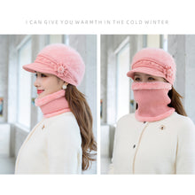 Load image into Gallery viewer, Women Fashion Elegant Knitted Cap Winter Warm Fleece Hat Casual Flower Knitted Hat Accessories Gift