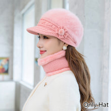 Load image into Gallery viewer, Women Fashion Elegant Knitted Cap Winter Warm Fleece Hat Casual Flower Knitted Hat Accessories Gift
