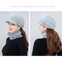 Load image into Gallery viewer, Women Fashion Elegant Knitted Cap Winter Warm Fleece Hat Casual Flower Knitted Hat Accessories Gift