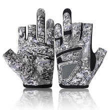 Load image into Gallery viewer, Professional 3 Finger Fishing Gloves Anti-Slip Wear-Resistant Gloves Self-Adhesive Fabric Fixation for Knot Tying and Bait Changing Fishing Gear