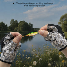 Load image into Gallery viewer, Professional 3 Finger Fishing Gloves Anti-Slip Wear-Resistant Gloves Self-Adhesive Fabric Fixation for Knot Tying and Bait Changing Fishing Gear