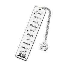 Load image into Gallery viewer, Playful Pun Text Stainless Steel Cat Bookmark Creative Book Page Clip With Charm Pendant Fun Reading Decor Accessory