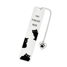 Load image into Gallery viewer, Playful Pun Text Stainless Steel Cat Bookmark Creative Book Page Clip With Charm Pendant Fun Reading Decor Accessory