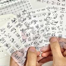 Load image into Gallery viewer, 10Pages Sleek Journal Diary Adornments Transparent Die-Cut Kaomoji Stickers Cute Emoji Symbols Clear Adhesive Handmade Notebook Decor