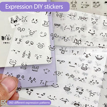Load image into Gallery viewer, 10Pages Sleek Journal Diary Adornments Transparent Die-Cut Kaomoji Stickers Cute Emoji Symbols Clear Adhesive Handmade Notebook Decor