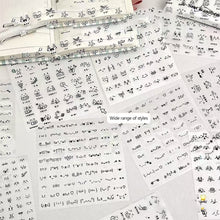 Load image into Gallery viewer, 10Pages Sleek Journal Diary Adornments Transparent Die-Cut Kaomoji Stickers Cute Emoji Symbols Clear Adhesive Handmade Notebook Decor