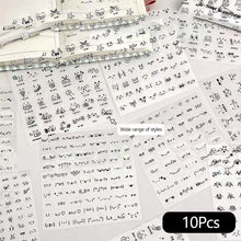 Load image into Gallery viewer, 10Pages Sleek Journal Diary Adornments Transparent Die-Cut Kaomoji Stickers Cute Emoji Symbols Clear Adhesive Handmade Notebook Decor