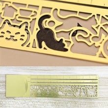 Load image into Gallery viewer, Kawaii Cat Ruler Hollow Metal Bookmark Ruler Multifunctional Ruler for Painting Drawing Diary Hand Account Tool Cute Gift
