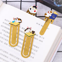 Load image into Gallery viewer, Cute Cat Bookmarks Metal Book Clips Kawaii Kittens Paper Page Holder Japanese Stationery Reading Tools School Office Supplies