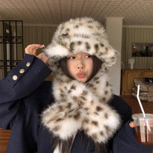 Load image into Gallery viewer, Korea Leopard Print Long Fur Scarfs Warm Plush Scarf Y2K Women Winter Padded Thickened Lengthened Faux Fur Shawl Outdoor Riding