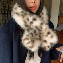 Load image into Gallery viewer, Korea Leopard Print Long Fur Scarfs Warm Plush Scarf Y2K Women Winter Padded Thickened Lengthened Faux Fur Shawl Outdoor Riding