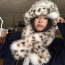 Load image into Gallery viewer, Korea Leopard Print Long Fur Scarfs Warm Plush Scarf Y2K Women Winter Padded Thickened Lengthened Faux Fur Shawl Outdoor Riding