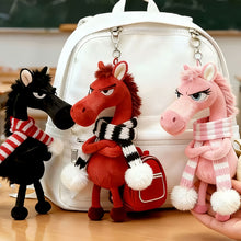 Load image into Gallery viewer, Cute Plush Pony Horse Keychain Creative Dark Horse Mascot Soft Simulation Zodiac Pony Bag Car Pendant Party Gift Room Decoration Accessories