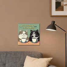 Load image into Gallery viewer, 2026 Calendar Cats with Coffee Chill Cats Illustration Cute Animal Wall Calendar For Cat & Coffee Enthusiasts Hanging Wall 2026 Planner Calendar