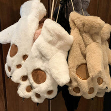 Load image into Gallery viewer, Cute Bear Cat Claw Plush Gloves For Women Girls Students Winter Thickened Velvet Lined Full Finger Skin Friendly Anti Loss Cold Proof Cycling Gloves