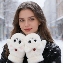 Load image into Gallery viewer, Womens Plush Cat Rabbit Mittens Flip Fingerless Half Finger Gloves Thermal Soft Fleece Lined Thick Warm Winter Flexible Gloves