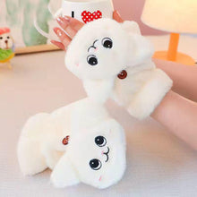 Load image into Gallery viewer, Womens Plush Cat Rabbit Mittens Flip Fingerless Half Finger Gloves Thermal Soft Fleece Lined Thick Warm Winter Flexible Gloves