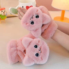 Load image into Gallery viewer, Womens Plush Cat Rabbit Mittens Flip Fingerless Half Finger Gloves Thermal Soft Fleece Lined Thick Warm Winter Flexible Gloves