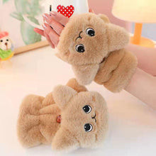 Load image into Gallery viewer, Womens Plush Cat Rabbit Mittens Flip Fingerless Half Finger Gloves Thermal Soft Fleece Lined Thick Warm Winter Flexible Gloves