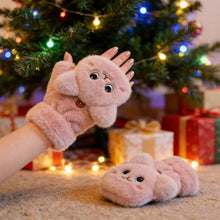 Load image into Gallery viewer, Womens Plush Cat Rabbit Mittens Flip Fingerless Half Finger Gloves Thermal Soft Fleece Lined Thick Warm Winter Flexible Gloves