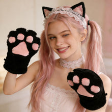 Load image into Gallery viewer, 1Pc Kawaii Cartoon Cat Bear Claw Paw Plush Gloves Women Winter Warm Finger Mittens Lolita Cosplay Costume Gloves