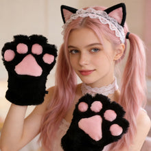 Load image into Gallery viewer, 1Pc Kawaii Cartoon Cat Bear Claw Paw Plush Gloves Women Winter Warm Finger Mittens Lolita Cosplay Costume Gloves