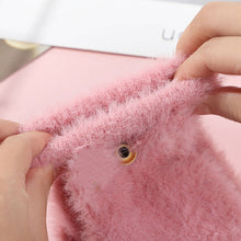 Load image into Gallery viewer, Womens Cute Cat Paw Plush Warm Gloves Flip Top Fingerless Half Finger Thick Mittens Soft Furry Lined Winter Outdoor Cozy Gift For Girls