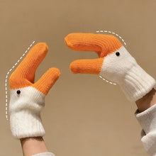 Load image into Gallery viewer, New Creative Funny Knitted Goose Gloves Thickened Double Layer Velvet Lined Windproof Cold Proof Warm Finger Gloves For Autumn Winter
