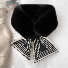 Load image into Gallery viewer, Women Winter Warm Thicken Solid Color Faux Rabbit Fur Cross Collar Neck Warmer Plush Scarf Elegant Shawl Cold Weather Fashion Accessory