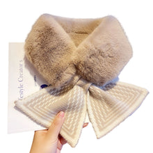 Load image into Gallery viewer, Women Winter Warm Thicken Solid Color Faux Rabbit Fur Cross Collar Neck Warmer Plush Scarf Elegant Shawl Cold Weather Fashion Accessory