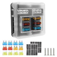 Load image into Gallery viewer, 6 Ways Blade Car Boat Fuse Box Holder Fuse Holder Block Warning Indicator 12V 36V Power Distribution Panel Board