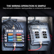 Load image into Gallery viewer, 6 Ways Blade Car Boat Fuse Box Holder Fuse Holder Block Warning Indicator 12V 36V Power Distribution Panel Board