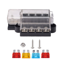 Load image into Gallery viewer, Universal 4 Ways Blade Fuse Block 12V 24V unlit fuse box 1 in 4 out Car Fuse Holder Box Marine Auto Fuse Connector