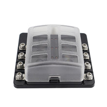 Load image into Gallery viewer, 12V~24V 6/8/10/12/ Ways Blade Holder Fuse Relay Box Terminal Circuit Fuse Box with LED Warning Light Circuit Fuse Box Car Marine Fuse Panel