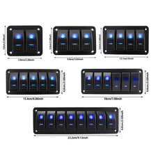 Load image into Gallery viewer, Marine 2/3/4/5/6/ 8 Group Rocker Switch Panel 5-pin for 12V/24V Cars ATV Trailers With Blue Indicator Light