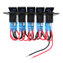Load image into Gallery viewer, Marine 2/3/4/5/6/ 8 Group Rocker Switch Panel 5-pin for 12V/24V Cars ATV Trailers With Blue Indicator Light